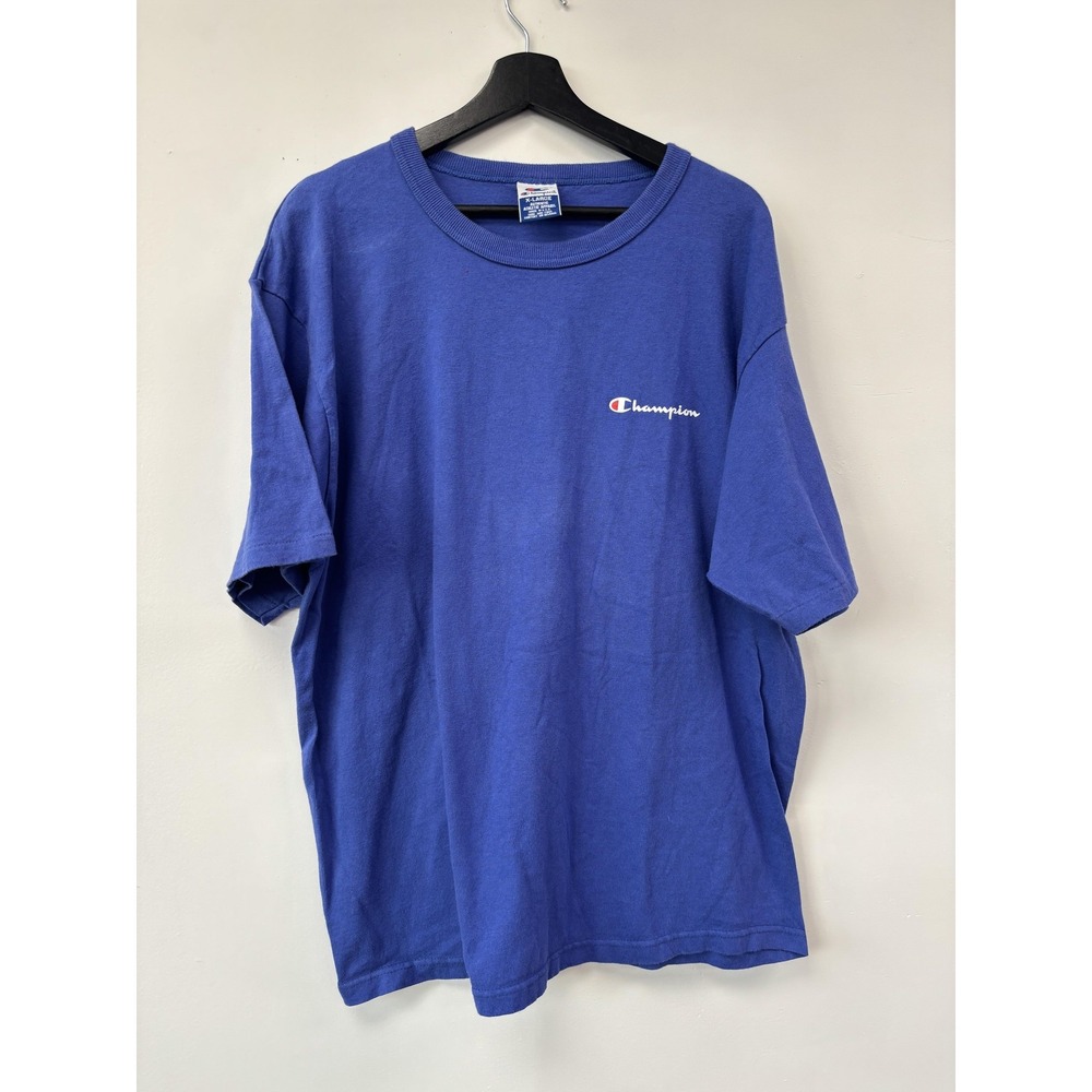 Vintage Champion Shirt Mens XL Blue Made In USA Embroidered Logo Tee 90s Classic